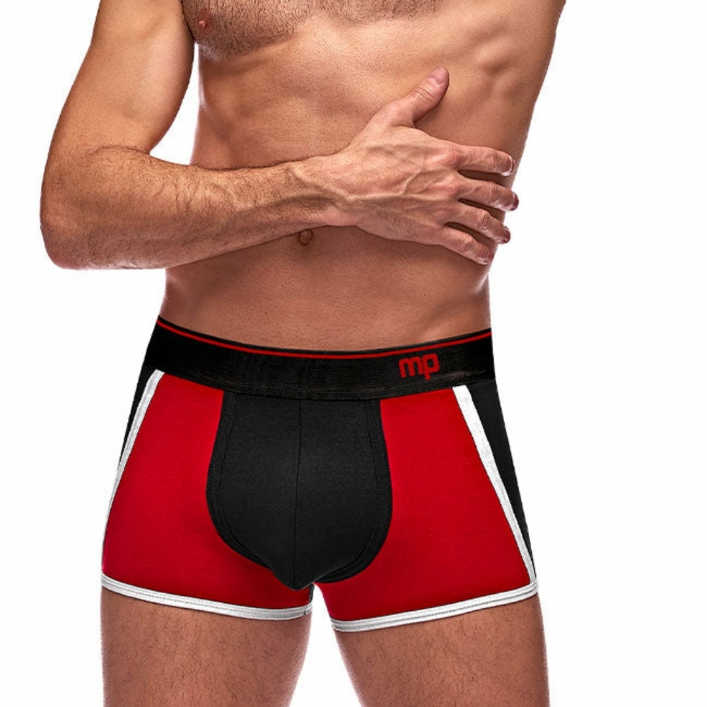 Men's Color Block Red, Black & White Boxer Briefs (S)